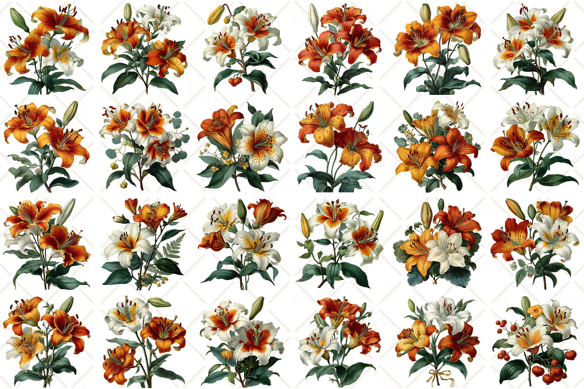 Watercolor Lily Flower Clipart, an Illustration by Black Bird Studio (Photo 2 of 5)