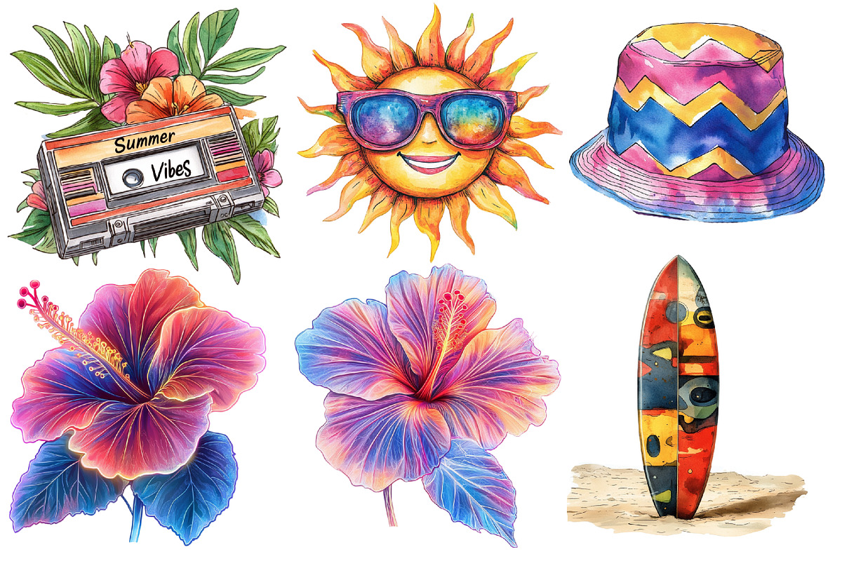 90s Retro Summer Sublimation Clipart, an Illustration by Designworld (Photo 4 of 5)