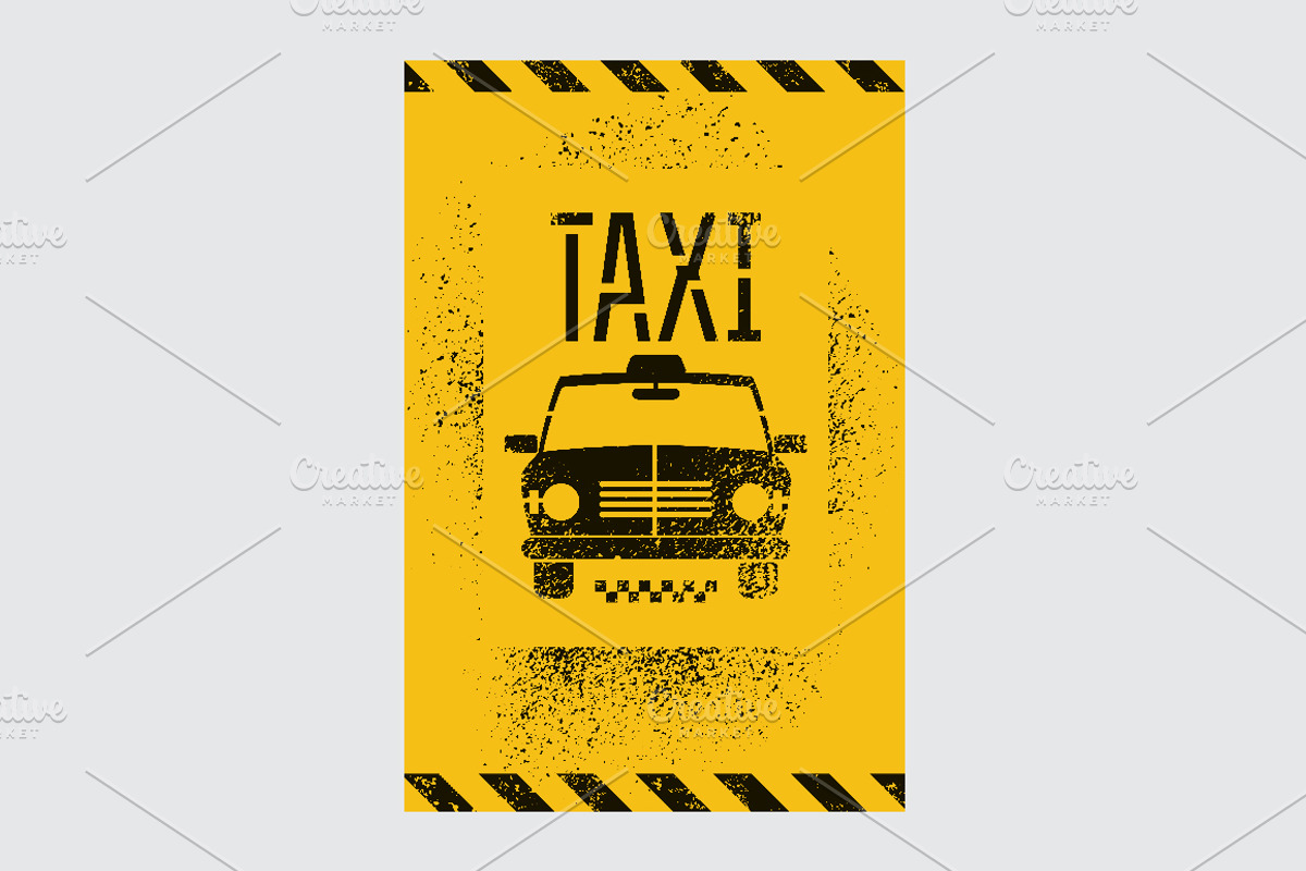 Taxi retro grunge vector poster set., a Transportation Illustration by PoPaShop (Photo 2 of 15)