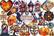 Halloween Stained Glass Clip art, an Illustration by Canvas Craft (Thumbnail 1 of 7)