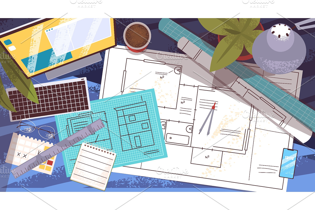 Architect desk. Architecture, a Person Illustration by Stock-Smart-Start (Photo 1 of 3)