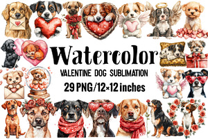 Valentine Dog Sublimation, an Illustration by Design Market