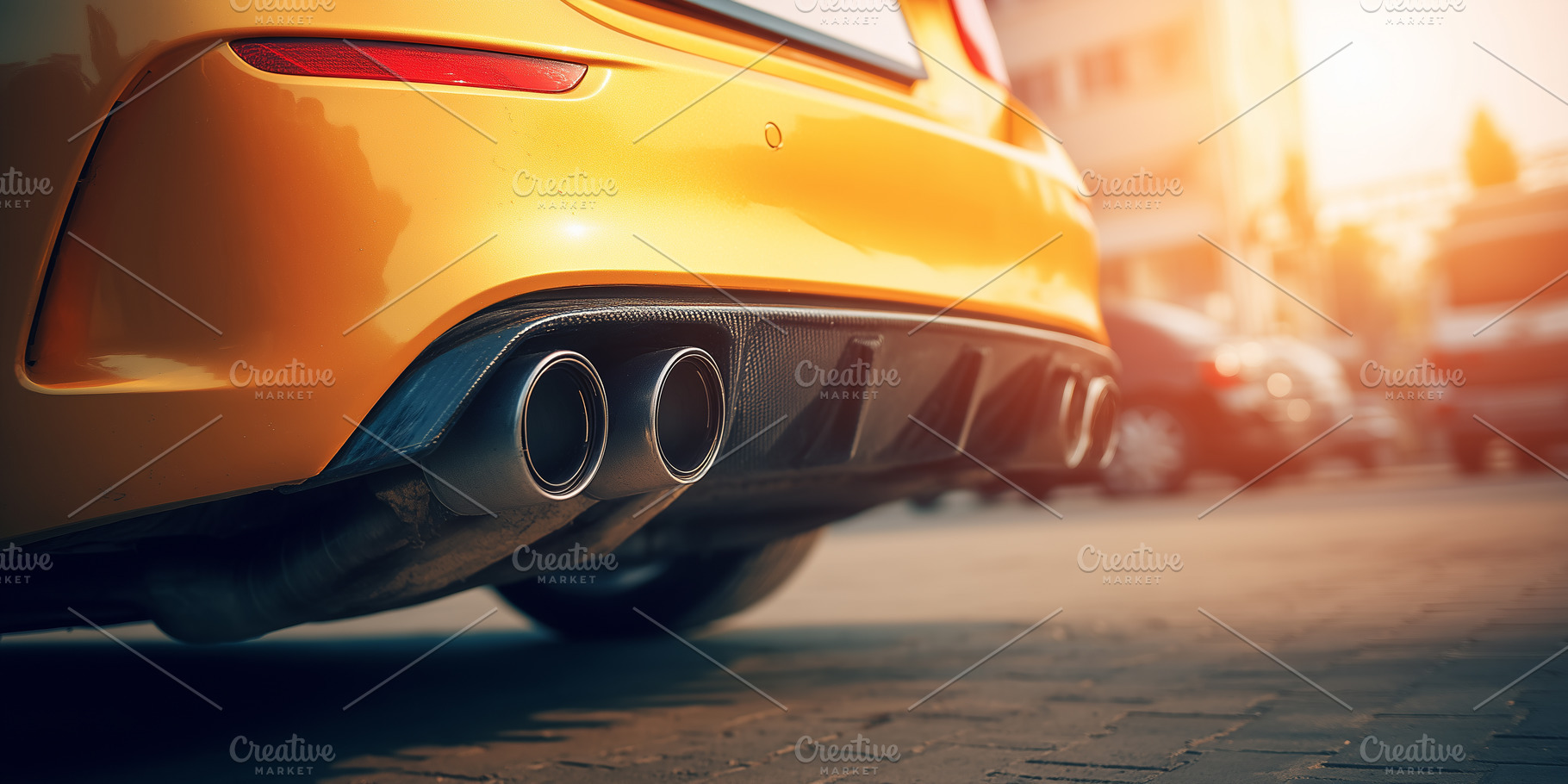 Close up view of a yellow sports car, a Transportation Photo by MistyDay