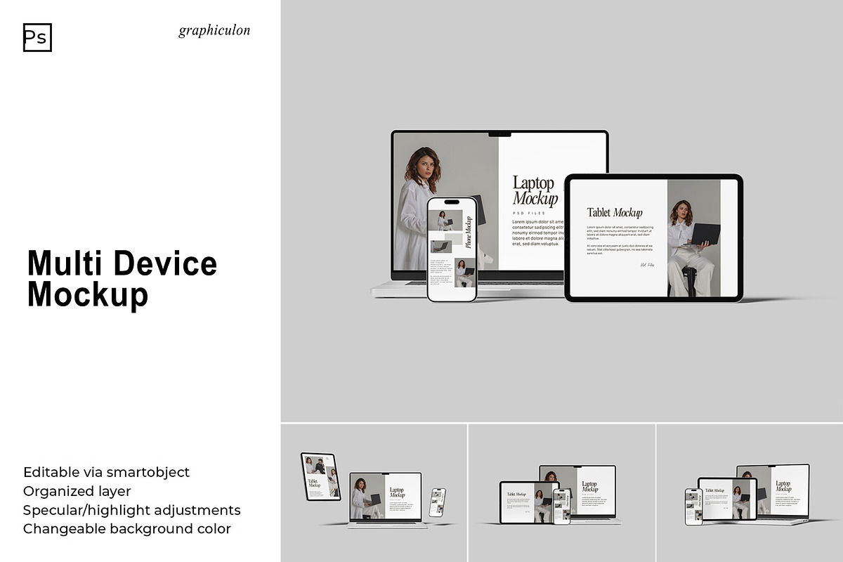 Multi Device Mockup, a Device Mockup by Graphiculon (Photo 1 of 11)