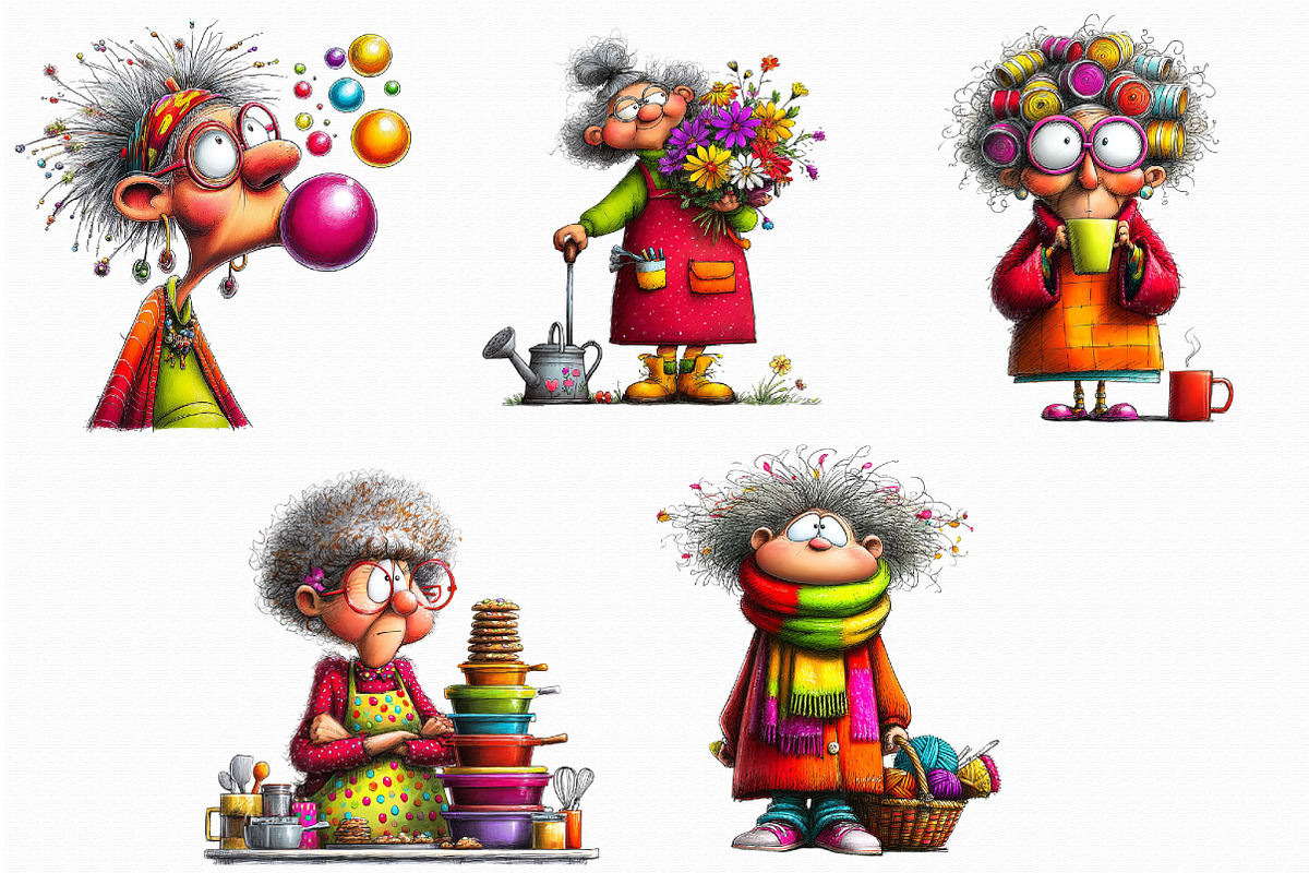 Quirky Grandma Clipart, an Illustration by Libby Wishes (Photo 3 of 7)