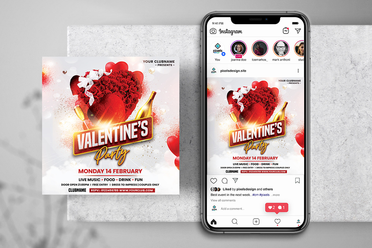 Valentine's Day Instagram Banners, a Social Media Template by PixelsDesign (Photo 1 of 2)