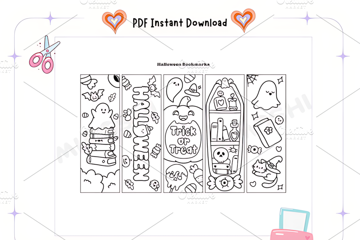 Halloween Bookmarks Cute Spooky, a Seasonal Illustration by Design Station (Photo 2 of 3)