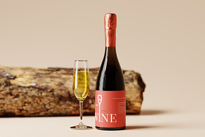 Sparkling Wine Bottle Mockups, a Packaging Mockup by MockupFree.Net