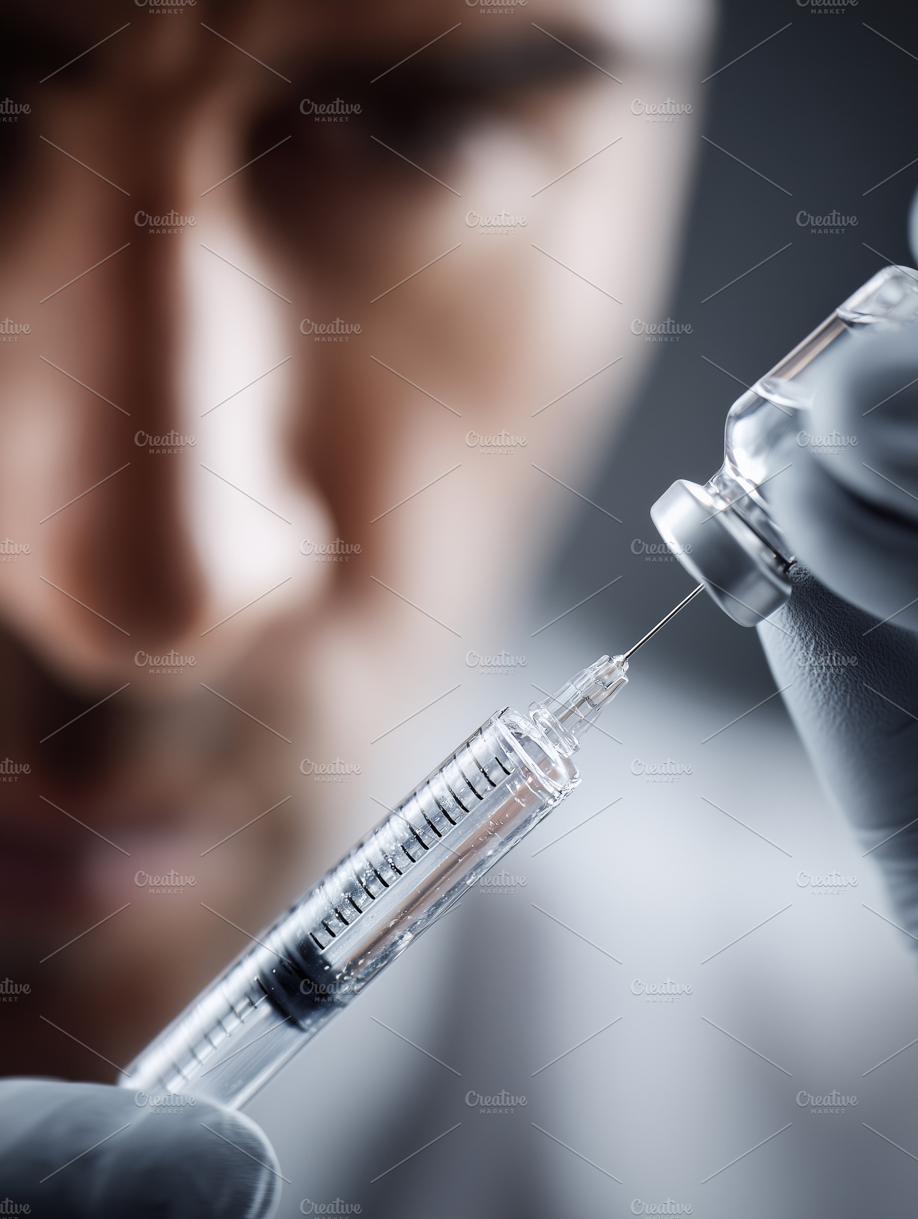 Medical syringe drawing liquid from, a Health & Medical Photo by MistyDay