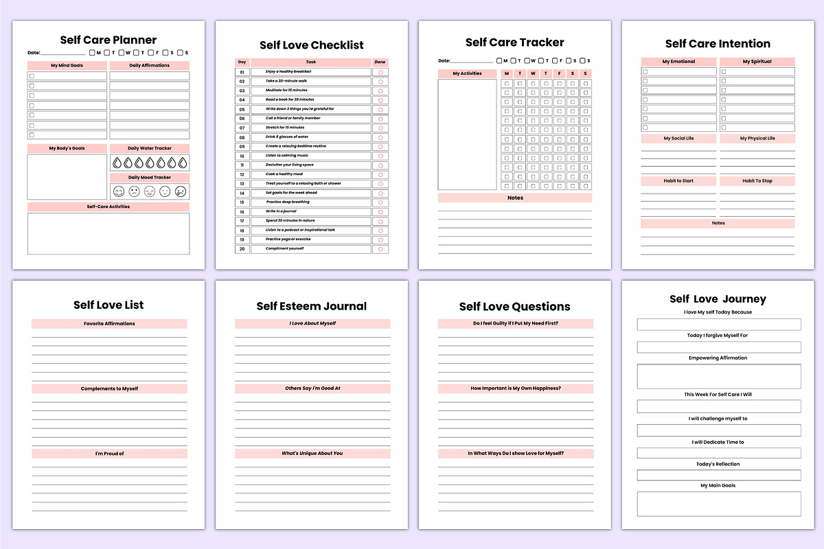 2024-25 Self Love Workbook Canva Kdp, a Stationery Template by Mustafiz (Photo 5 of 7)