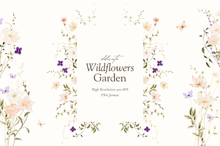 Delicate Watercolor Wildflowers, a Decorative Illustration by Altea Design Studio