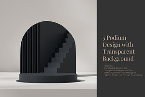 5 Podium with Transparent Background