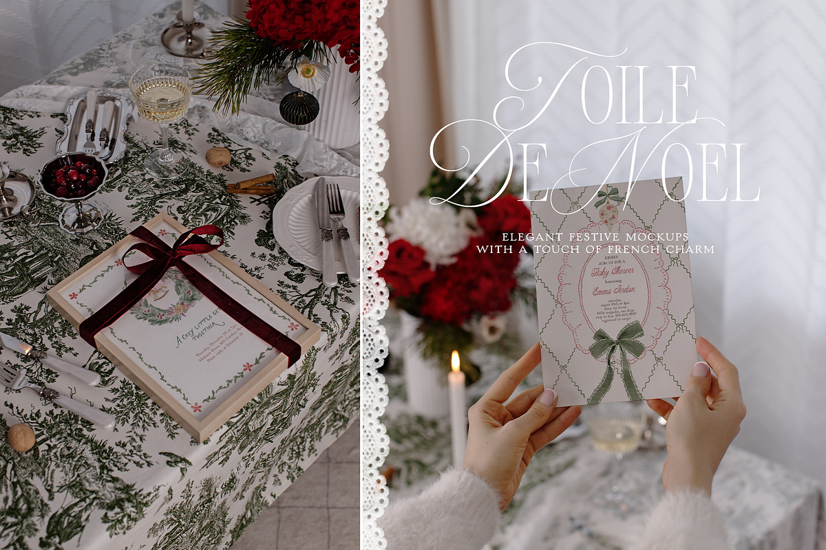 Toile De Noel Christmas Mockup, a Household Mockup by Muse Mockups (Photo 2 of 16)