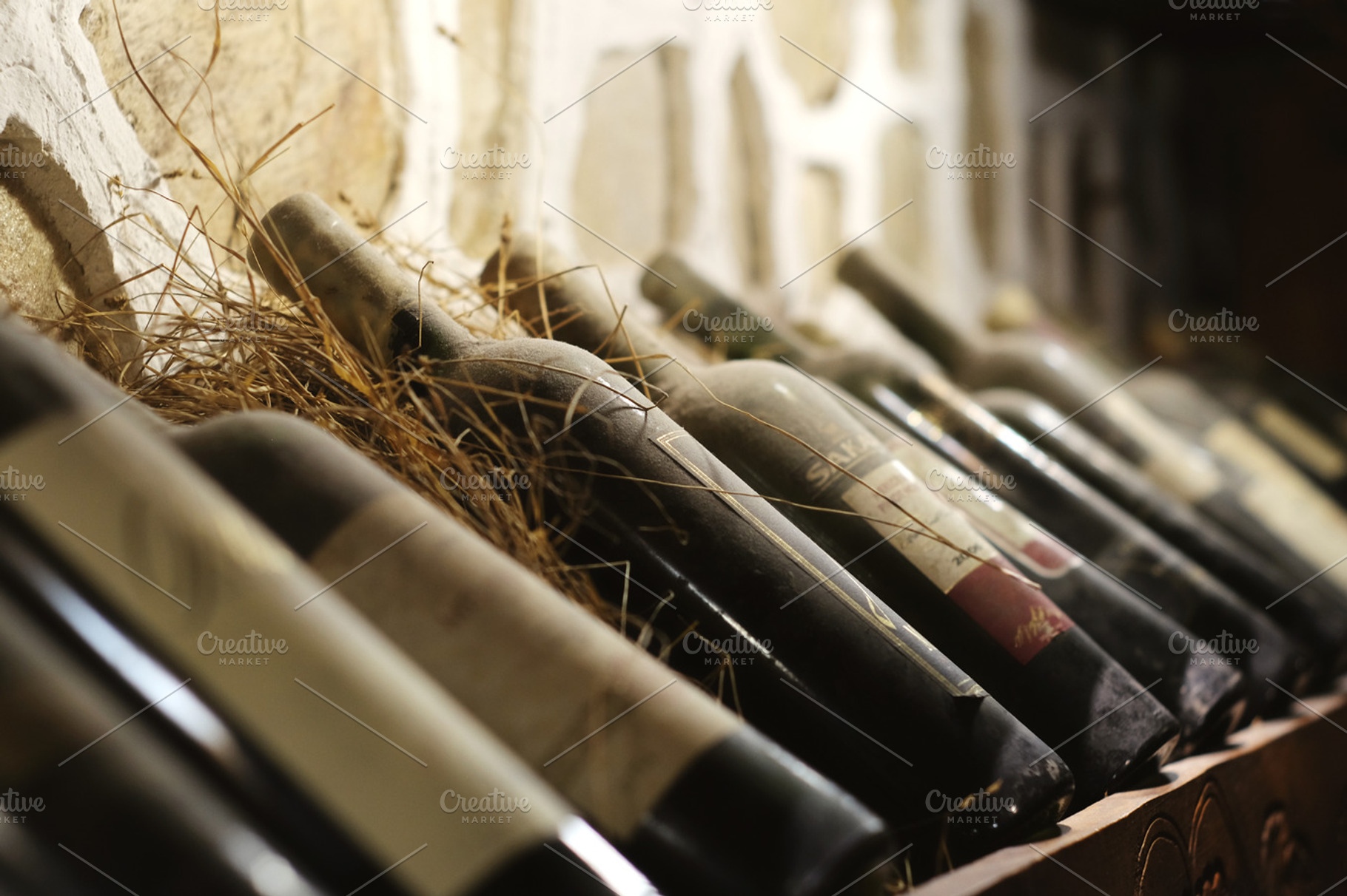 Wine bottles on shelf 2 containing wine, bottles, and shelf, a Food & Drink Photo by rumen.penchev