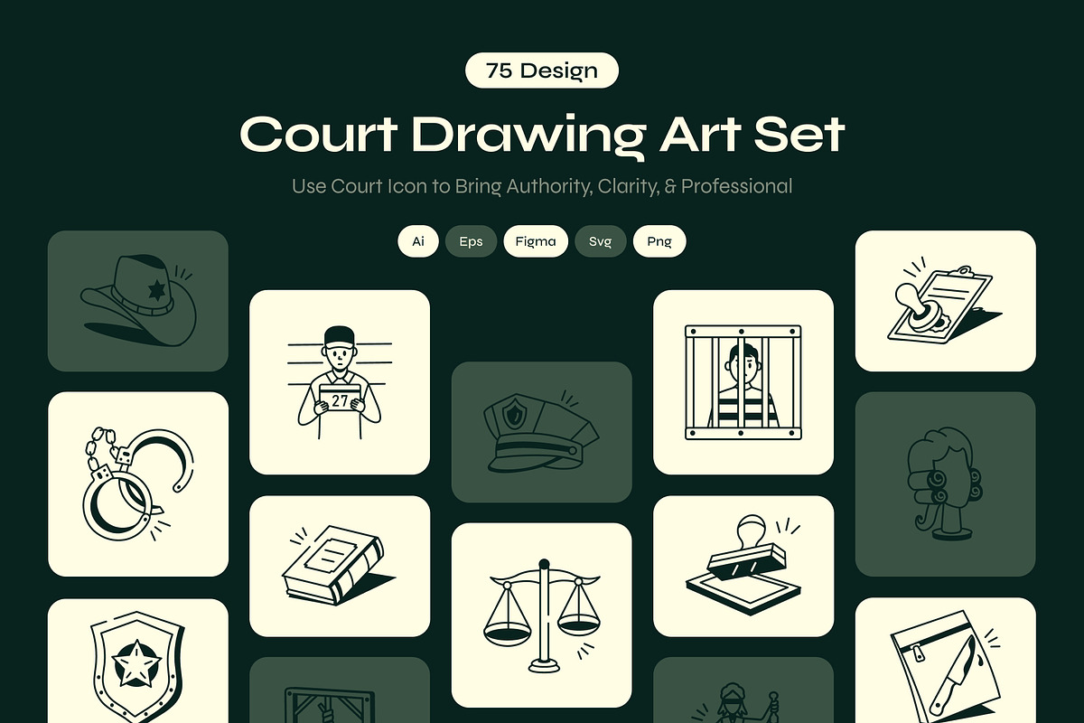 Court Drawing Art Set, an Outline Icon by Vectors Market (Photo 1 of 8)