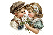 Romantic Daisy Couple Clipart JPG, a Person Illustration by Memories By Lea (Thumbnail 5 of 19)