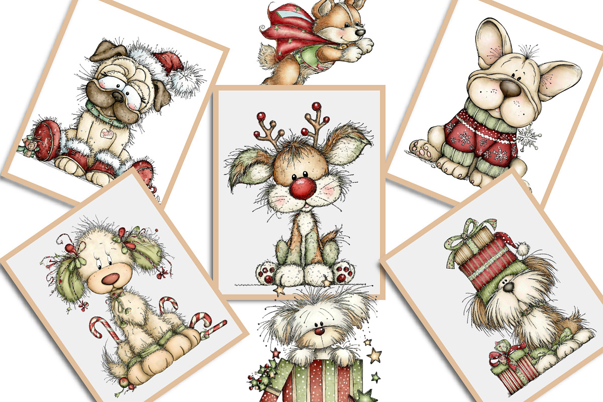 Whimsical Christmas Fluffy Dogs PNG, an Illustration by Creative Art (Photo 10 of 11)