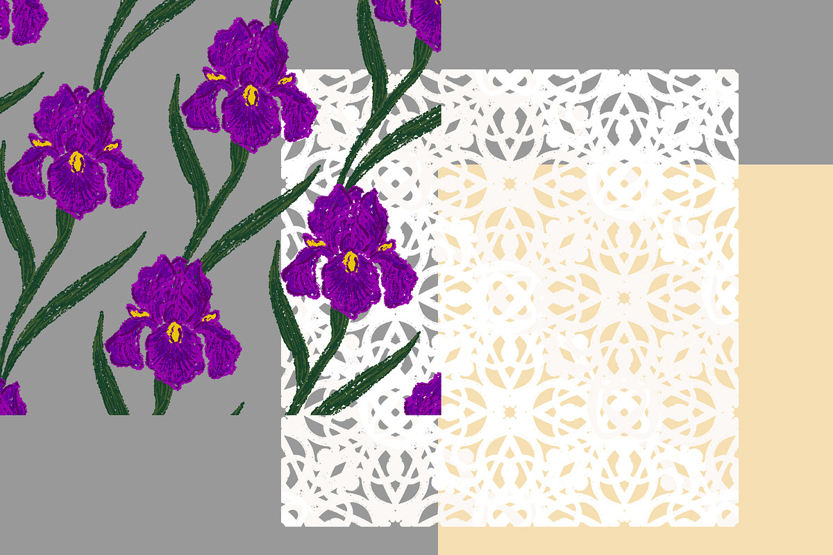 Iris Ornamental Vector Patterns, a Pattern Graphic by NayaChu (Photo 4 of 8)