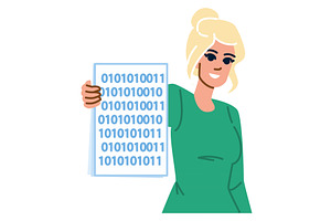 Programmer showing binary code on, a Technology Illustration by pikepicture