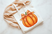Bow Pumpkin Clipart PNG, an Illustration by Watercolor design (Thumbnail 3 of 3)