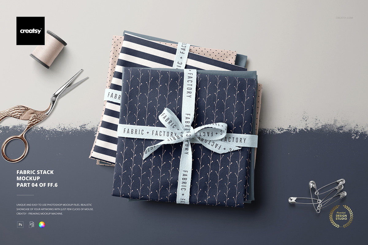 Fabric Stack Mockup 04/FF v.6, a Product Mockup by creatsy5 (Photo 1 of 7)