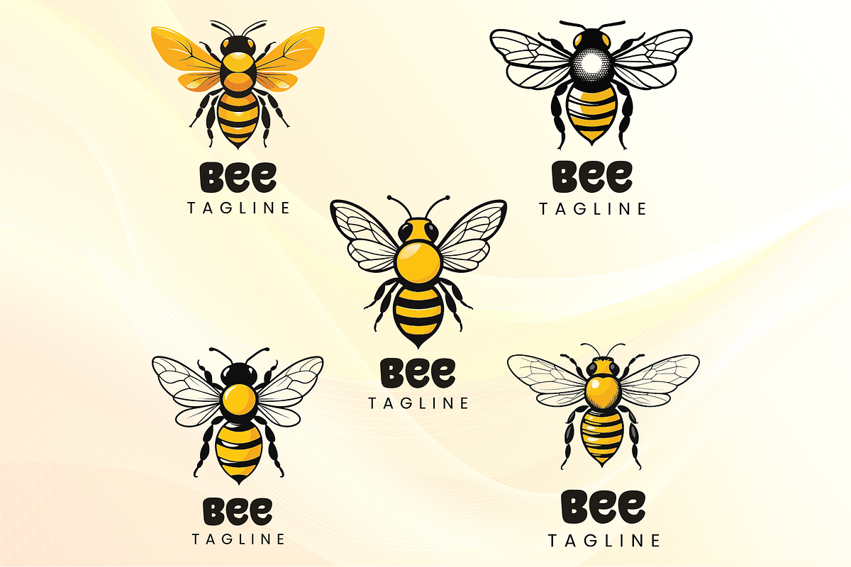 Honey Bee logo 5 different variation, a Branding & Logo Template by AyyazMomin (Photo 2 of 7)