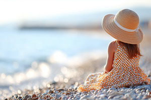 Little girl in a straw hat and dress, a Person Photo by MistyDay