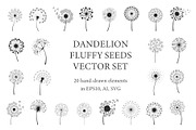 Dandelion flowers with fluffy seeds, a Background Graphic by Lettering_Logo (Thumbnail 1 of 2)