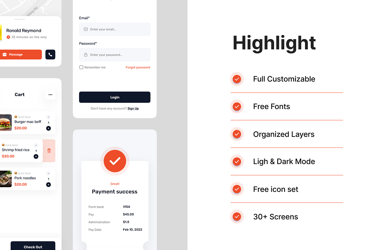 Foodama - Food Delivery UI KIT, a Device Mockup by Odama (Photo 2 of 5)