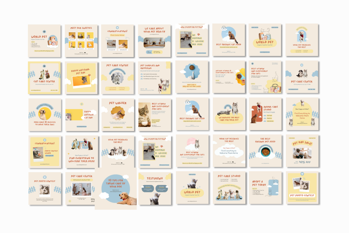 Pet Social Media Canva Template, a Social Media Template by Kawalan Studio