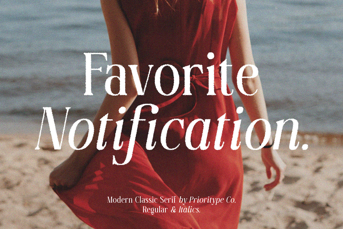 Favorite Notification, a Serif Font by Prioritype Co (Photo 1 of 43)