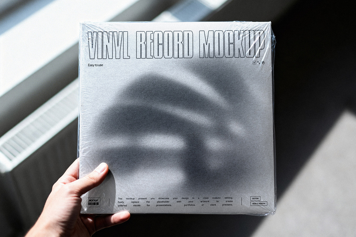 Record Mockup with Plastic Wrap, a Product Mockup by Design Squad (Photo 3 of 4)