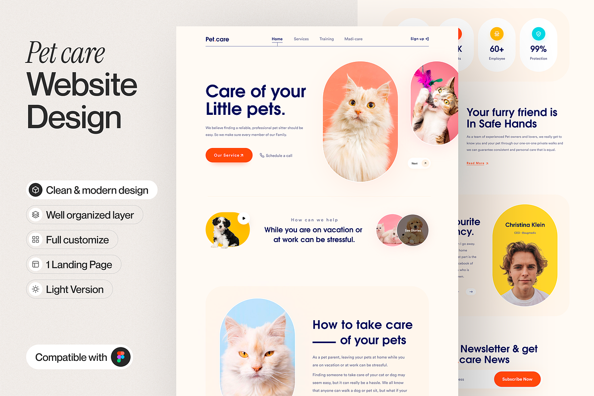 Pet care Landing Page, a Websites & App Template by sajon.co