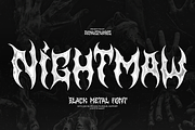 Nightmaw | Black Metal Font, a Blackletter Font by Denustudios (Thumbnail 1 of 11)