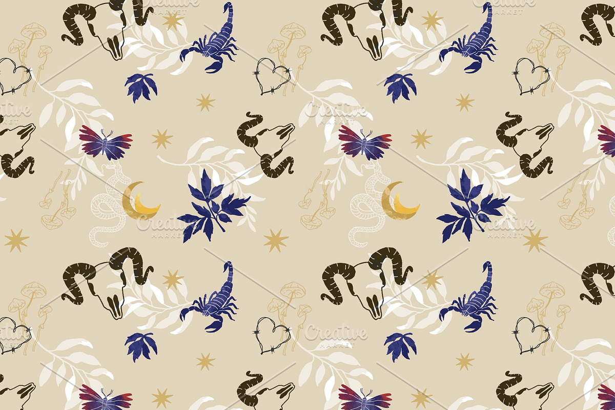 8 seamless esoteric patterns, a Decorative Illustration by SvetaDraws (Photo 11 of 11)