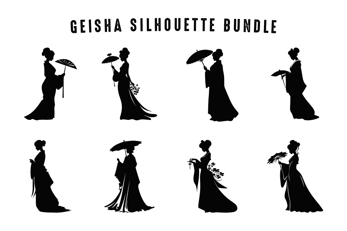 Geisha Silhouette Vector art Set, a Person Illustration by Gfx Expert Team (Photo 2 of 3)