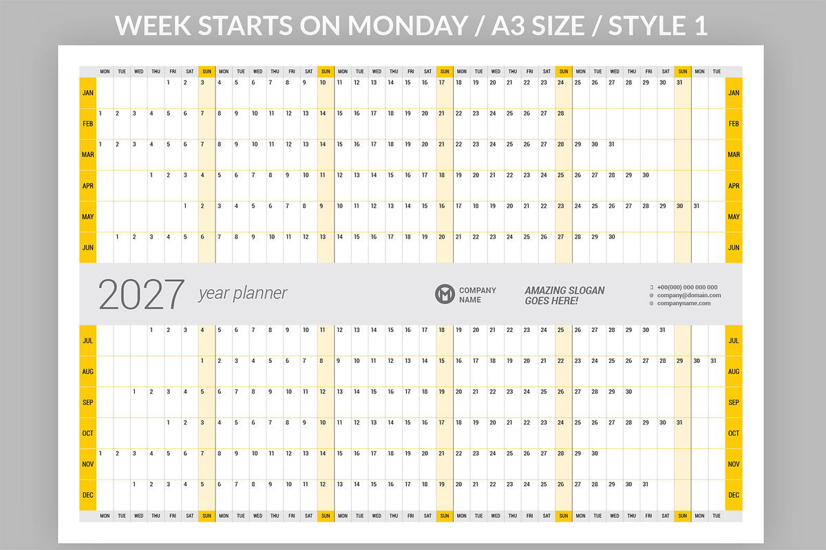 Year Planner 2027 (YP025-27), a Stationery Template by mikhailmorosin (Photo 2 of 5)