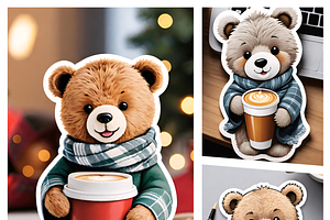 “Cute Coffee Bear Stickers” bundle