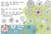 30 Hand Drawn Flowers Vector Clipart, an Illustration by Colors on Paper (Thumbnail 3 of 3)