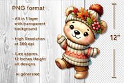 Cute Autumn Bear Clipart Sublimation, a Seasonal Illustration by V Design Creator (Thumbnail 2 of 7)