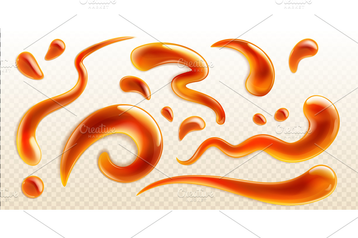 Liquid caramel splashes set on, a Food Illustration by art PVP - market