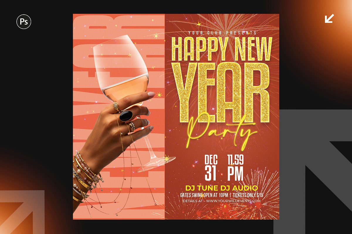 New Year Party Flyer Design Bundle, a Flyer Template by Shajib Shikder (Photo 7 of 7)