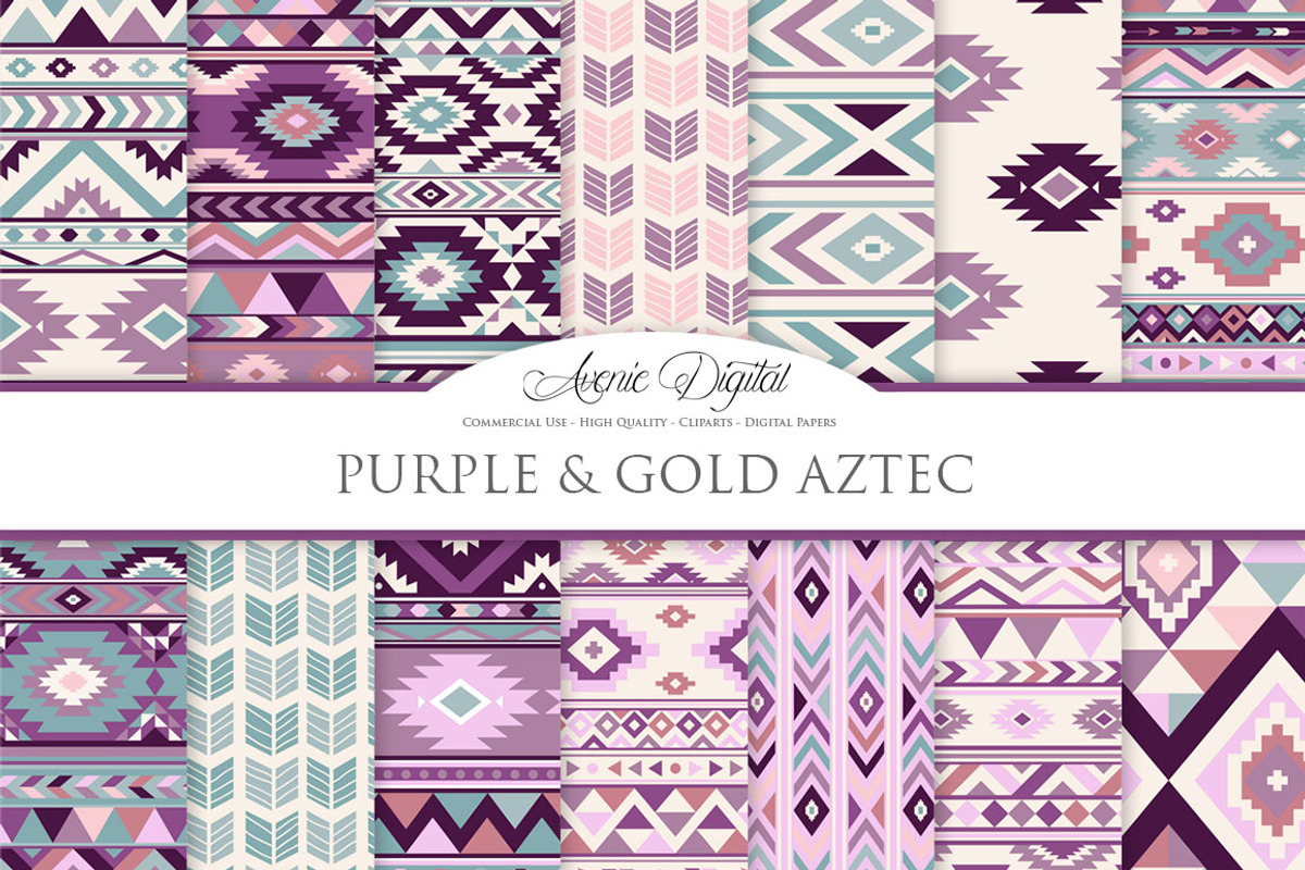 Purple Aztec Digital Paper, a Texture Graphic by Avenie Digital (Photo 1 of 4)