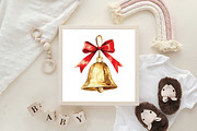 Red Gold Christmas Watercolor Clipar, an Illustration by CraftArtStudio (Thumbnail 6 of 6)