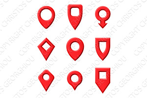 Map Pointer Location Icon Set, an Object Illustration by Christos Georghiou