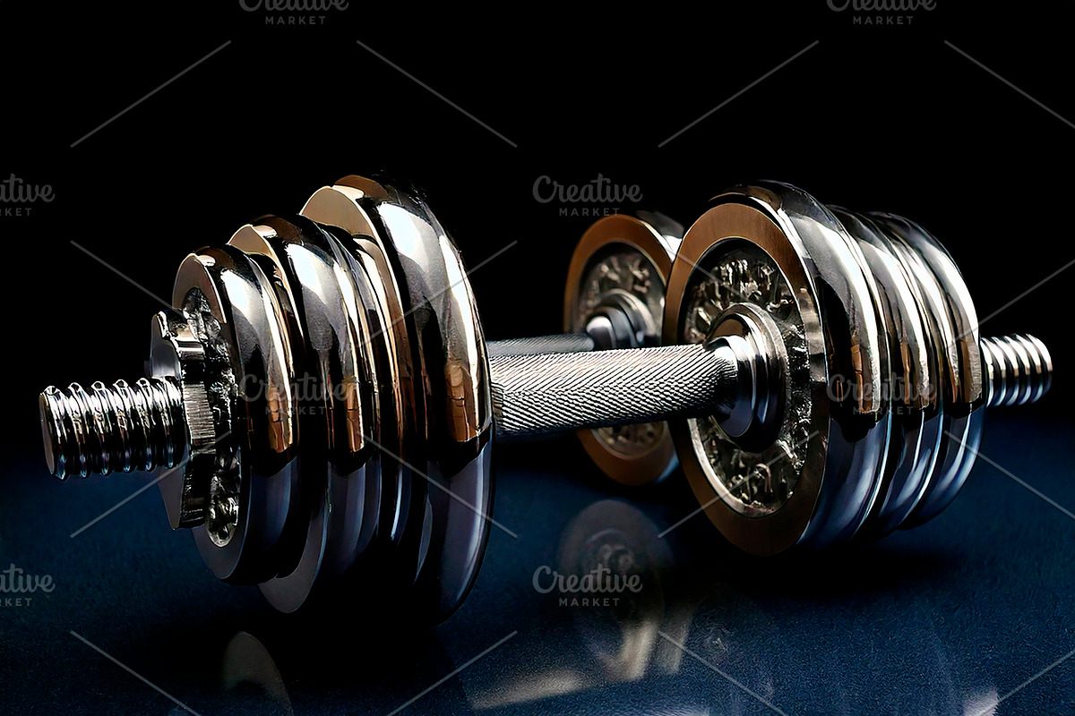 Dumbbell over glossy ground close-up shot002, a Sport Illustration by DanFLCreativo