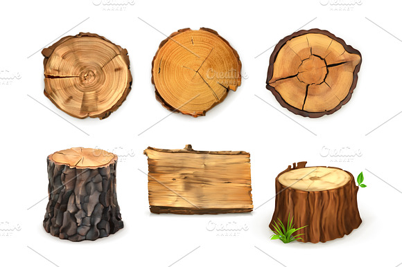 Wooden Stumps Vector Icons