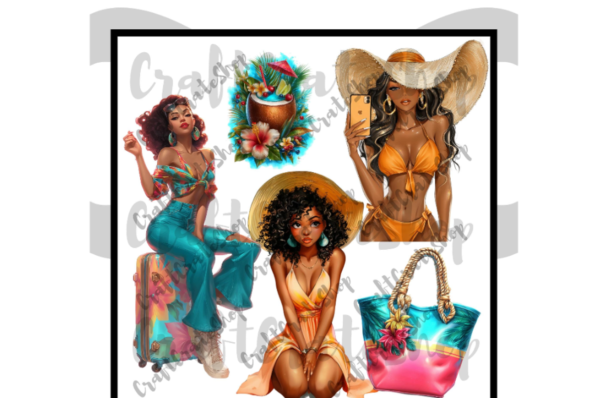 Black Woman Summer clipart, an Illustration by CraftCrateShop (Photo 3 of 7)