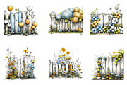Spring Flower Fence Sublimation Clip, an Illustration by CreationArt (Thumbnail 5 of 7)