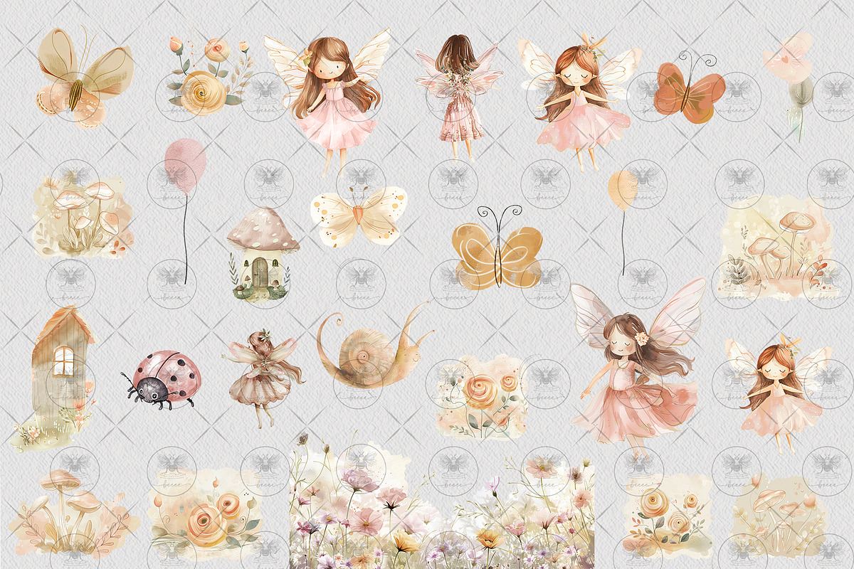 Fairy princess Watercolor Clipart, an Illustration by BigCakeBee (Photo 3 of 4)